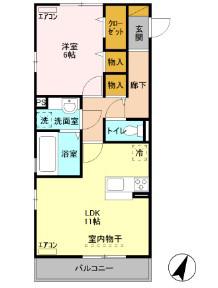 シャルム・エステート(1LDK/2階)の間取り写真