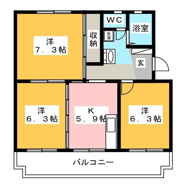 グリーンハイツ広見(3K/1階)の間取り写真