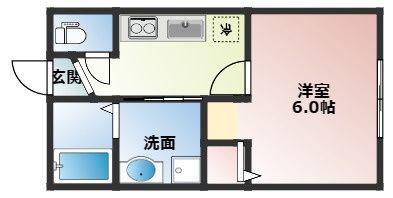 リープラスはりま勝原(1K/2階)の間取り写真