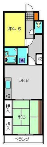グレイスヒル二本木(2DK/2階)の間取り写真