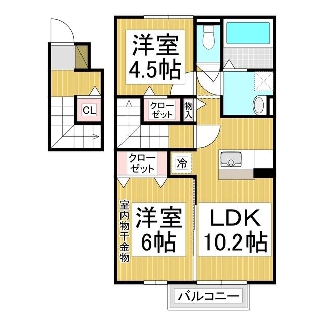 セジュール・きらほし(2LDK/2階)の間取り写真