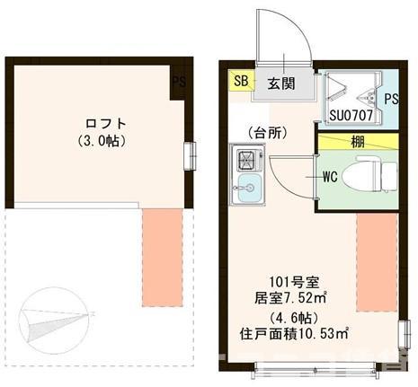ハーモニーテラス南長崎II(ワンルーム/1階)の間取り写真
