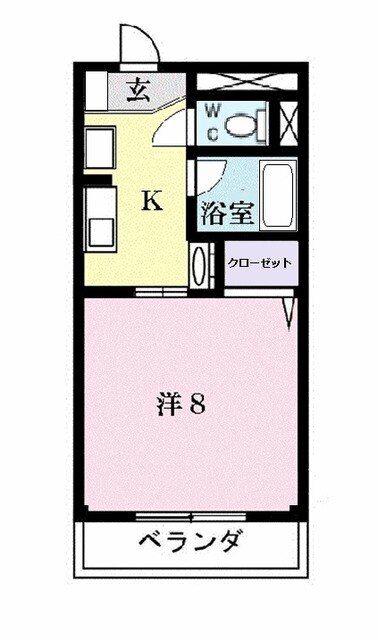ラシックK(1K/1階)の間取り写真