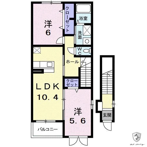 クラール志野(2LDK/2階)の間取り写真