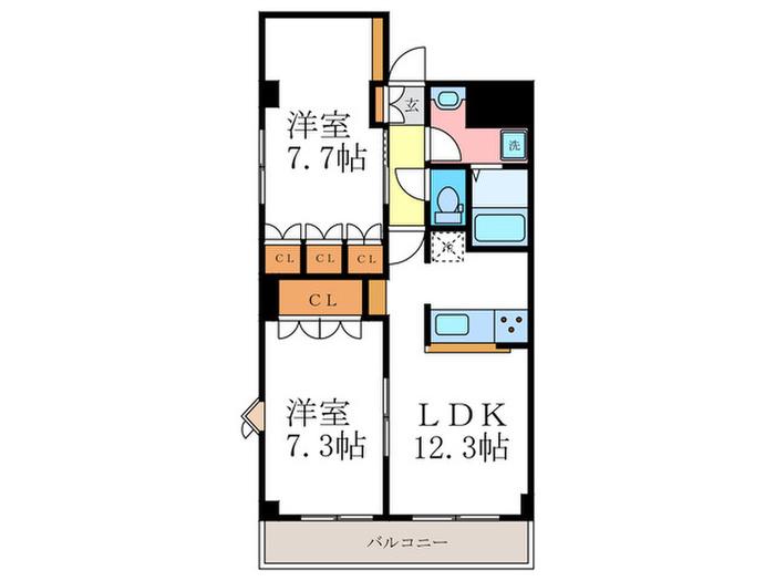 サンライト川向井(2LDK/1階)の間取り写真