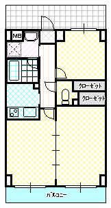 ツインプラザ幸(2DK/1階)の間取り写真