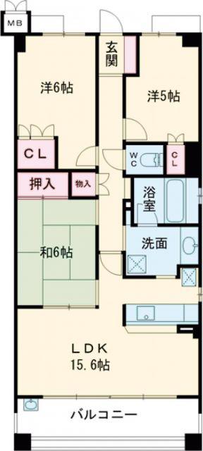 ローレルスクエア郡山リーデンス(3LDK/7階)の間取り写真
