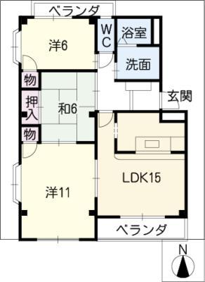 メゾン国島(3LDK/3階)の間取り写真