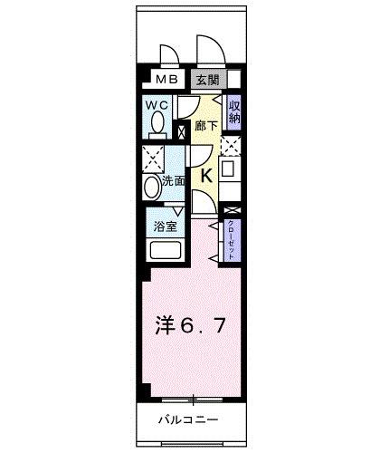 ソル・レヴェンテ(1K/2階)の間取り写真