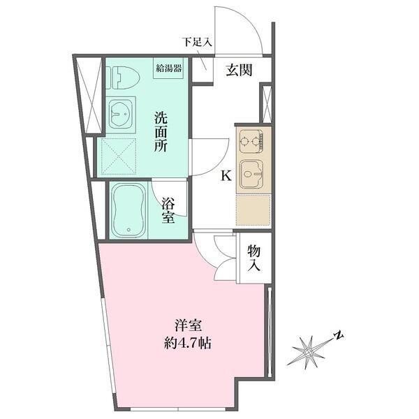 FIKA大井町(1K/4階)の間取り写真
