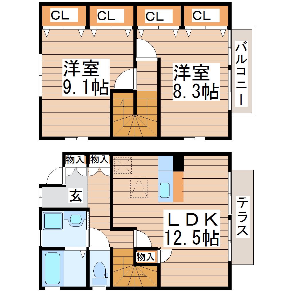 ワイズ エスポワール A(2LDK/1階)の間取り写真