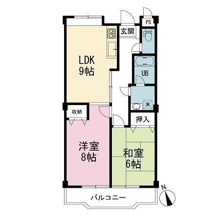 メゾンドベルビュー(2DK/3階)の間取り写真