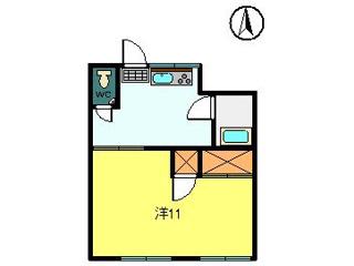 ブロッサムB(1DK/2階)の間取り写真