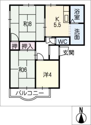 ＪＲ東海道本線 岐阜駅 バス乗車時間：20分 最寄りバス停で下車 徒歩2分 2階建 築32年(3K/2階)の間取り写真