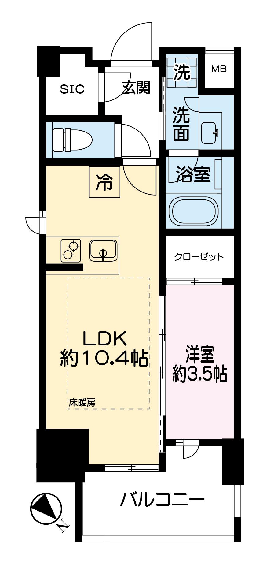 ポレスター祇園一丁目(1LDK/1階)の間取り写真
