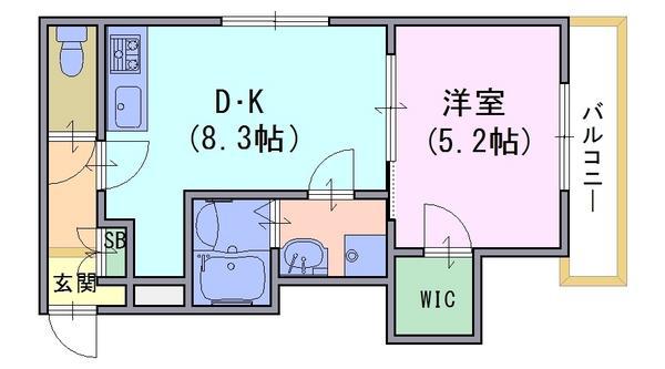 シャーメゾン天神一丁目(1LDK/2階)の間取り写真