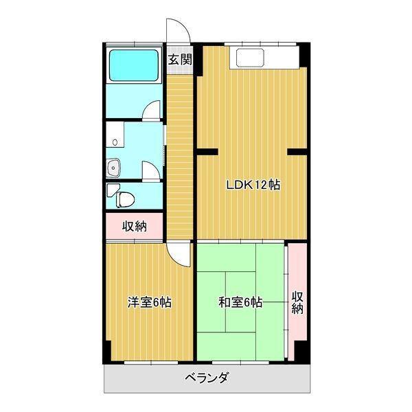 国枝ビル(2LDK/3階)の間取り写真