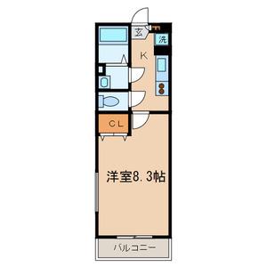 グリーンパル(1K/1階)の間取り写真