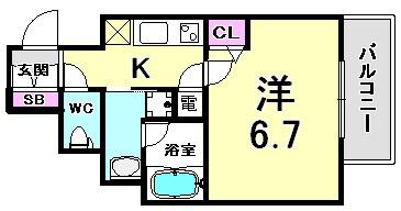 アドバンス神戸アルティス(1K/8階)の間取り写真