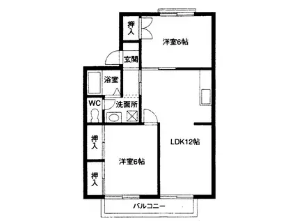 シャルム佐野2(2LDK/2階)の間取り写真