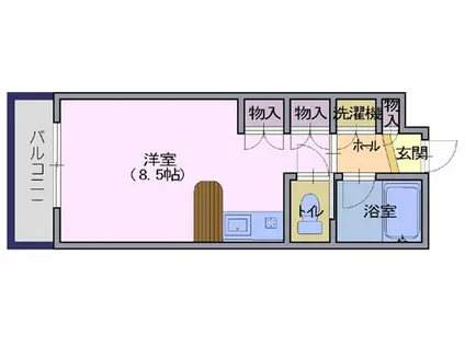 レディース岸21(ワンルーム/2階)の間取り写真