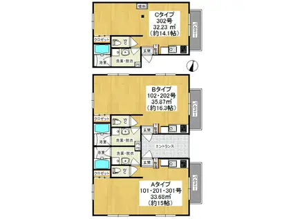 ビション三軒茶屋II(ワンルーム/3階)の間取り写真