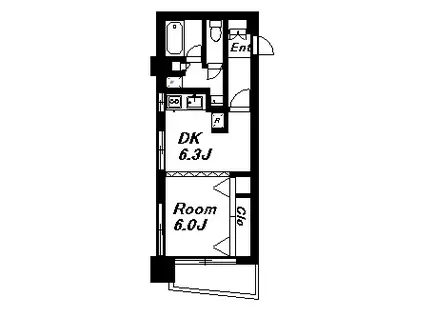 サードリーハイツ本館(1DK/10階)の間取り写真