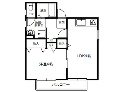 フラットREY(1LDK/1階)の間取り写真