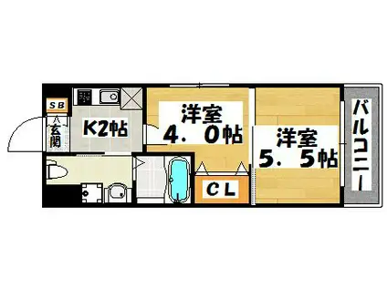 アイセレブ薬院(2K/5階)の間取り写真