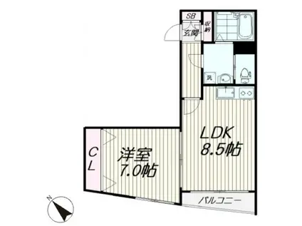 フルーリール(1LDK/3階)の間取り写真