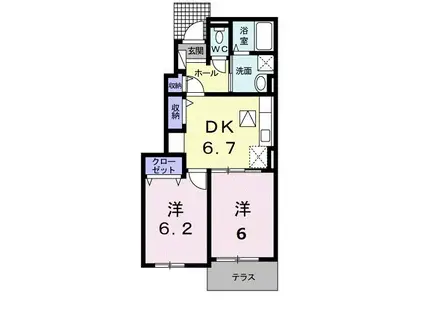 アルコ バレーノ(2DK/1階)の間取り写真