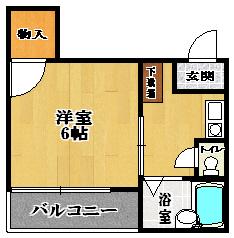 山口ハイツ片山(1K/3階)の間取り写真