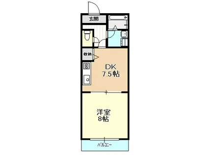 コモド二色(1DK/2階)の間取り写真