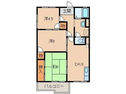 ハイツクシモト(3DK/2階)の間取り写真