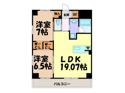 KAYA KIKUI(2LDK/8階)の間取り写真