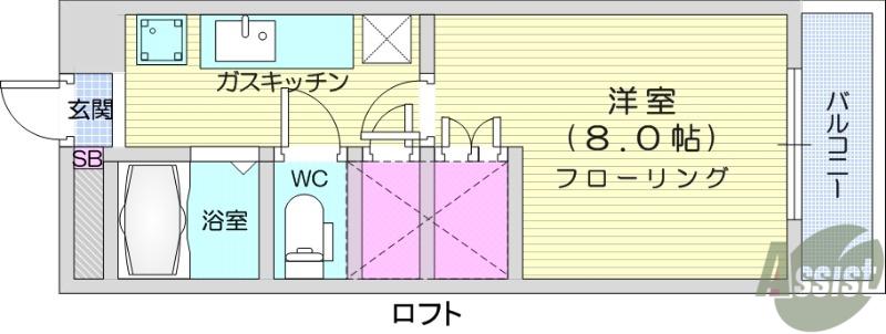 ASSAM(1K/1階)の間取り写真