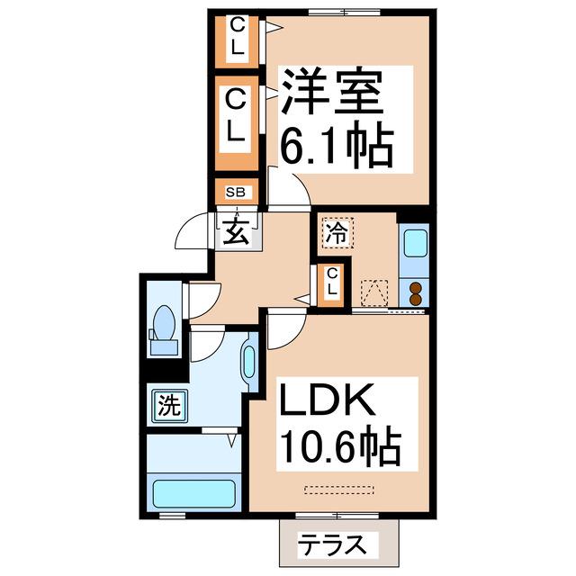 ニュル・ナイン(1LDK/1階)の間取り写真