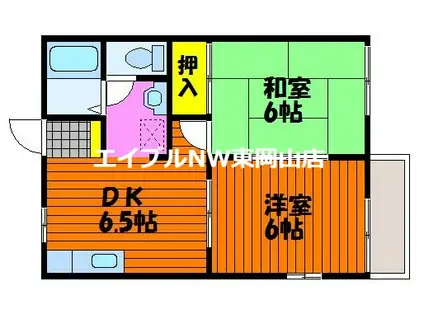 コーポ長船B(2DK/2階)の間取り写真