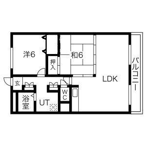 ハッピーコート手柄駅前(2LDK/4階)の間取り写真