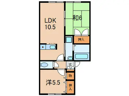 セントラルアイル(2LDK/2階)の間取り写真