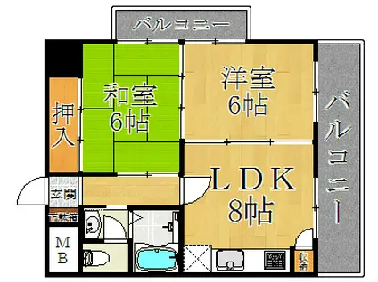 今里西青山ビル(2DK/4階)の間取り写真