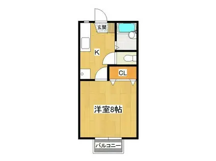コーポマナカ(1K/2階)の間取り写真