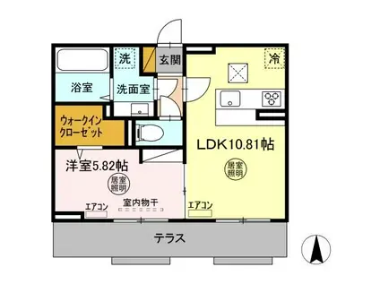 ラヴィクレエ袖ヶ浦 II(1LDK/1階)の間取り写真