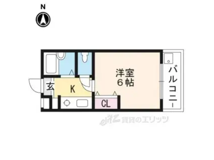 エクセルコート・高辻西Ⅱ(ワンルーム/1階)の間取り写真