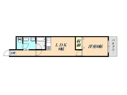 ロイヤルヴィラ 聖和(1LDK/6階)の間取り写真