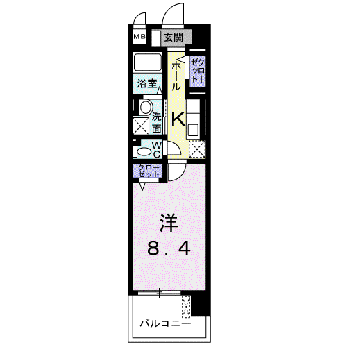 グラン アベニューI(1K/4階)の間取り写真