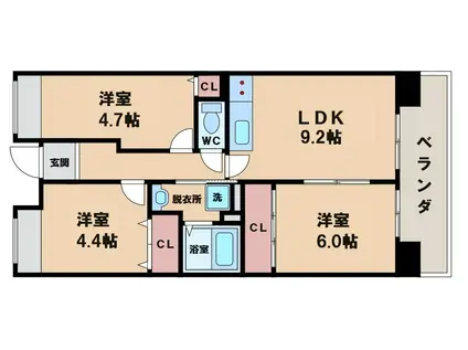 西田辺B団地(3LDK/2階)の間取り写真