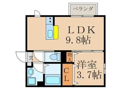 トレス苅田弐番館(1LDK/2階)の間取り写真