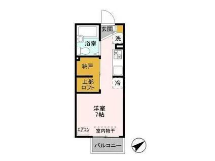 D-ROOM KASUGA(ワンルーム/1階)の間取り写真