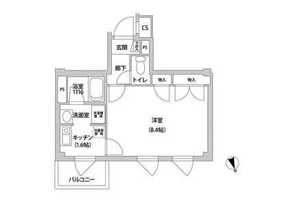 コンフォート東麻布(1K/4階)の間取り写真
